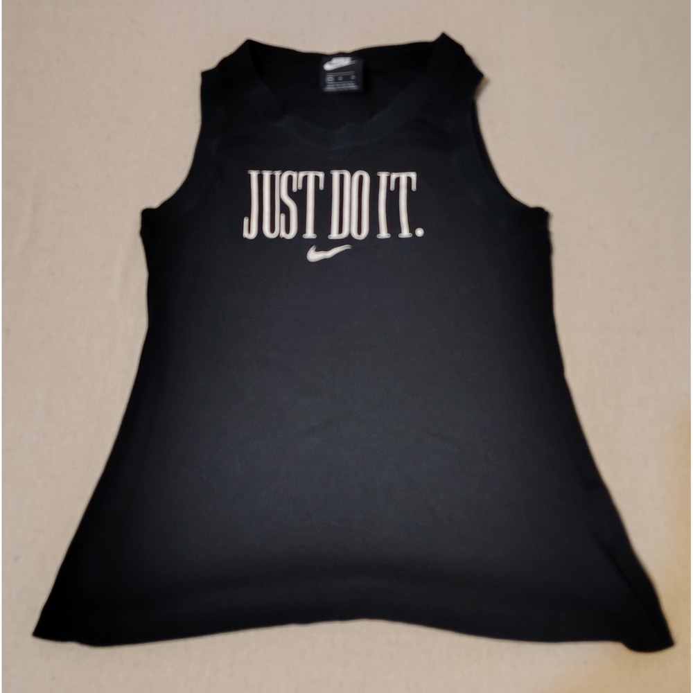 Nike Just Do It Black Tank Top Women's Size Medium Athletic Workout Gym 1